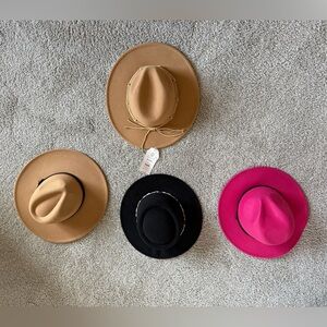 Stylish Hat Collection - Tan, Black, Pink
